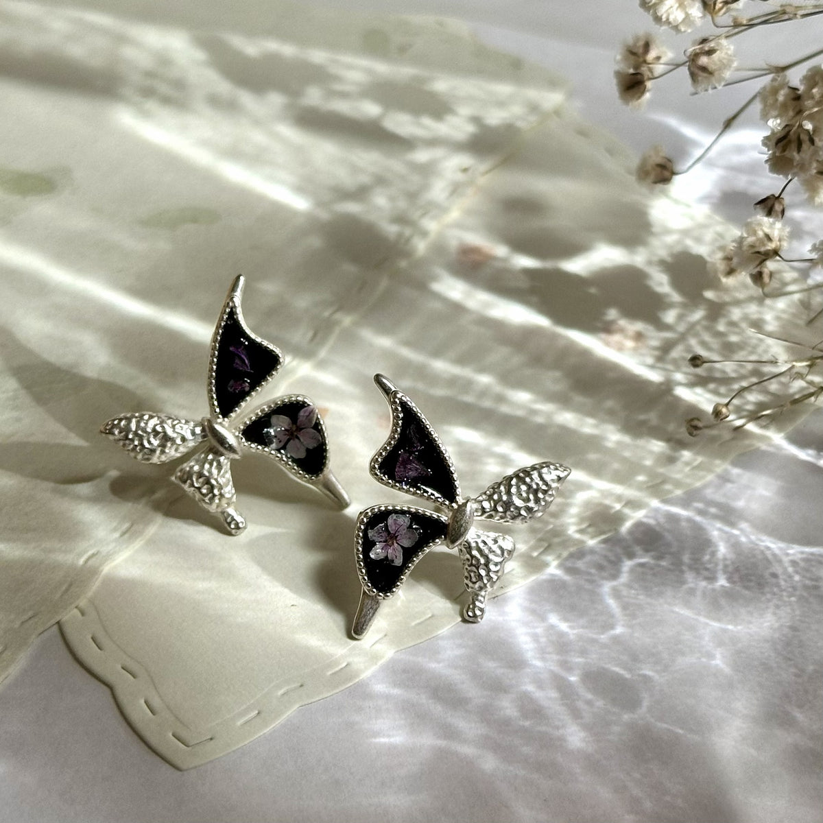 Pressed Flower Butterfly Earring