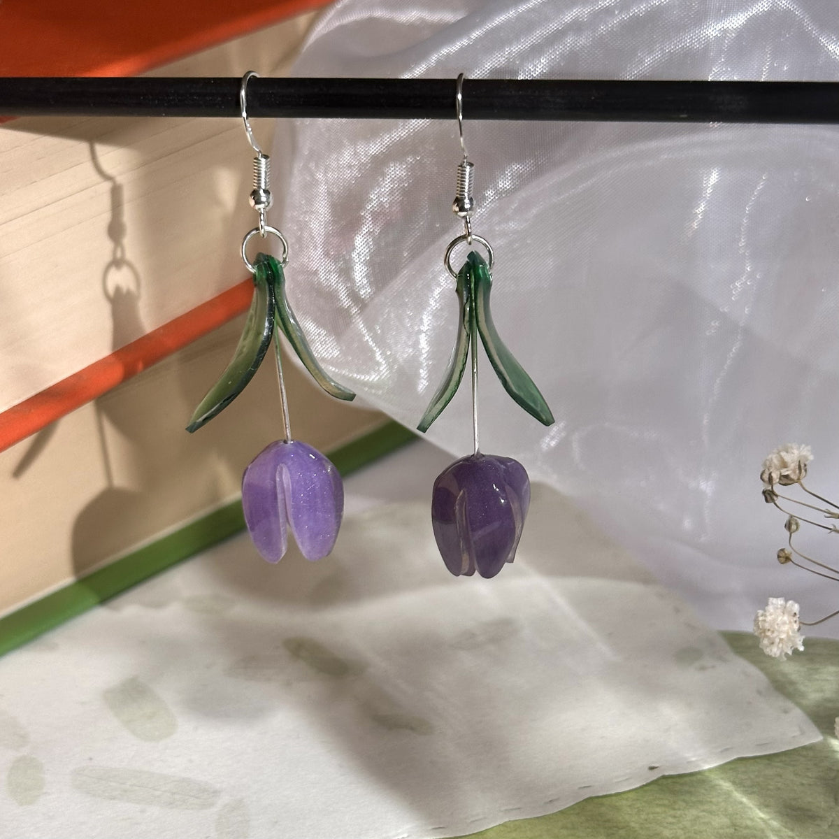 Purple Tulip Shrinky Earrings