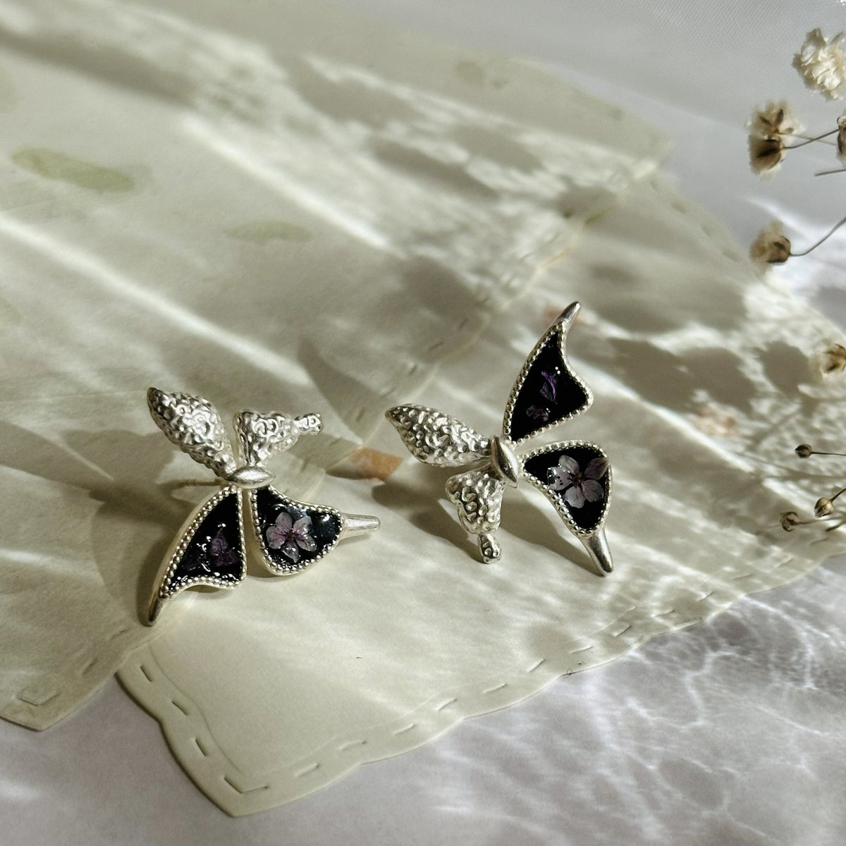 Pressed Flower Butterfly Earring