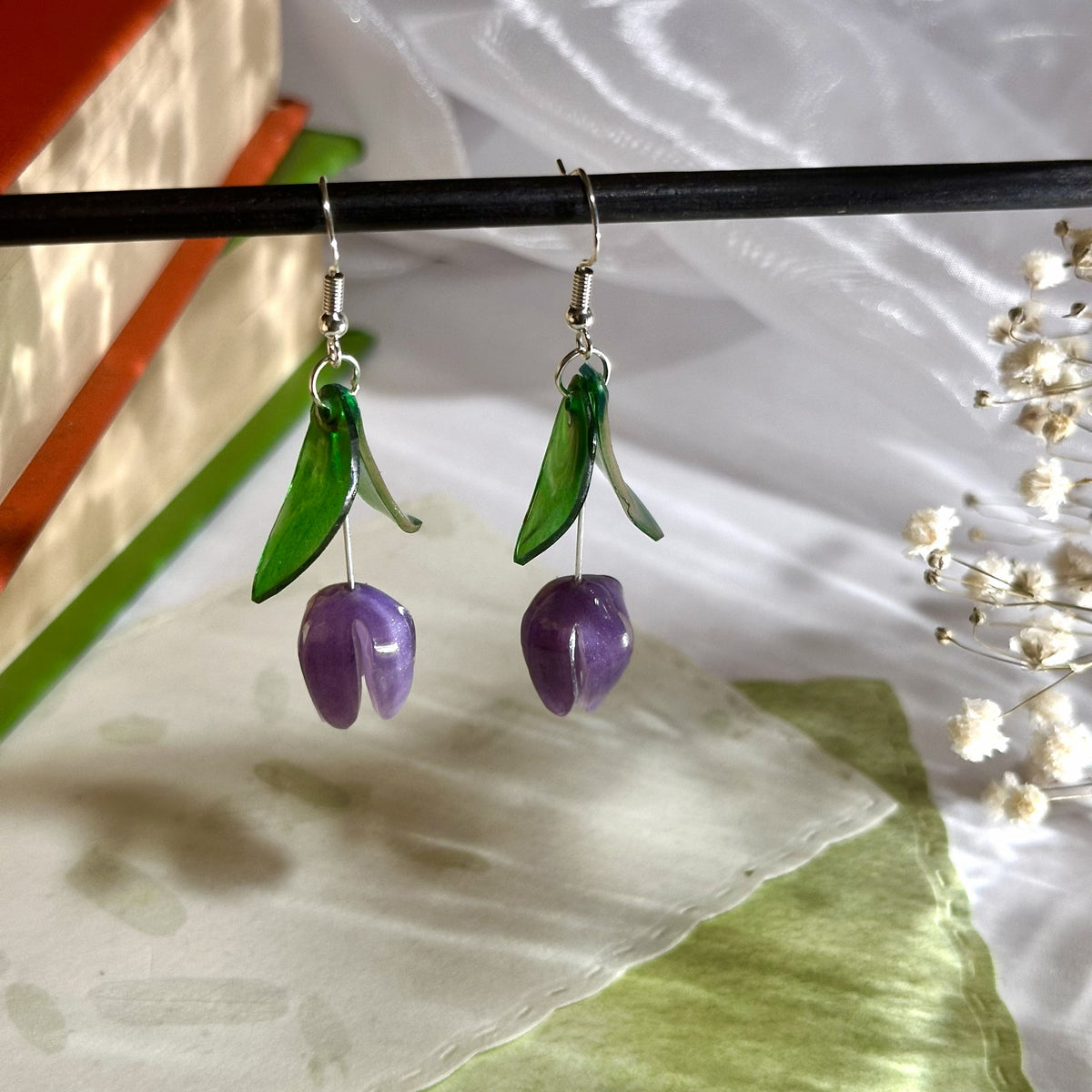 Purple Tulip Shrinky Earrings