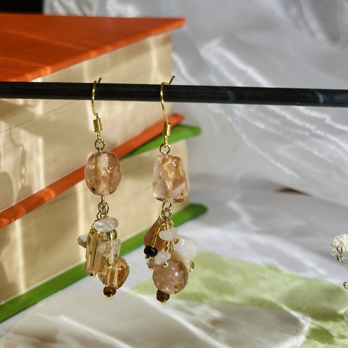 Amber Glow Czech Earring
