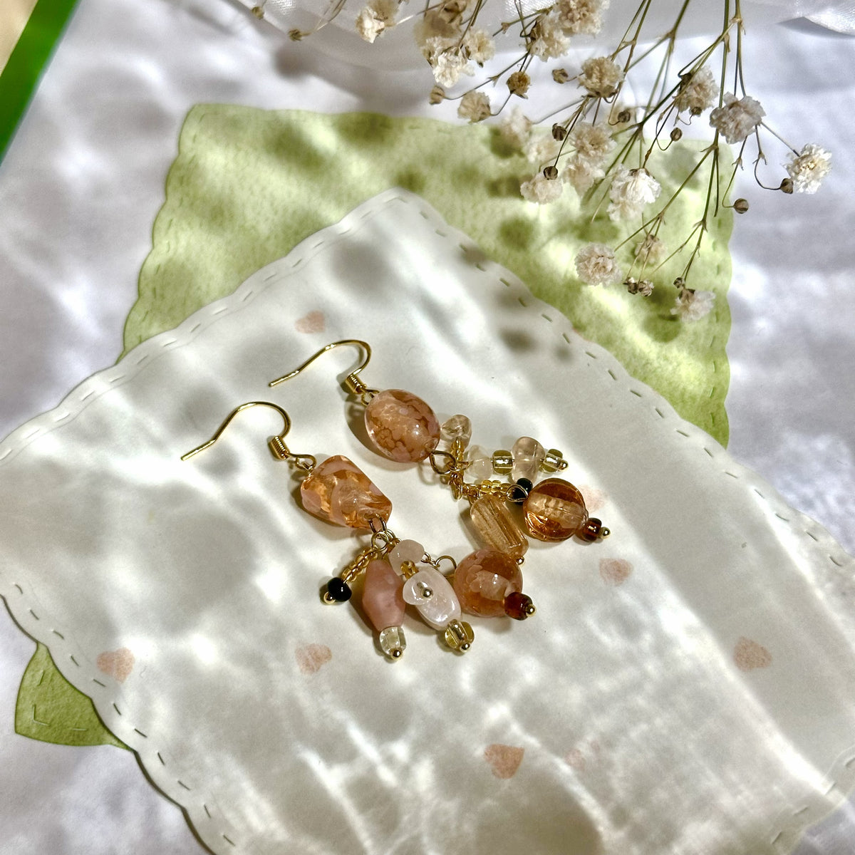 Amber Glow Czech Earring