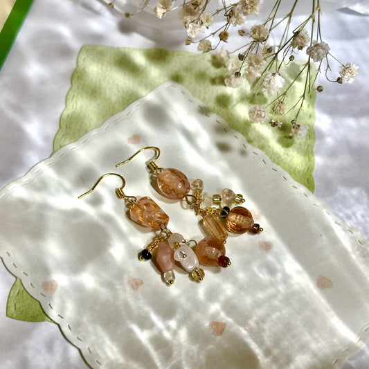 Amber Glow Czech Earring
