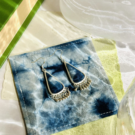 Indigo Shibori Drop Earrings